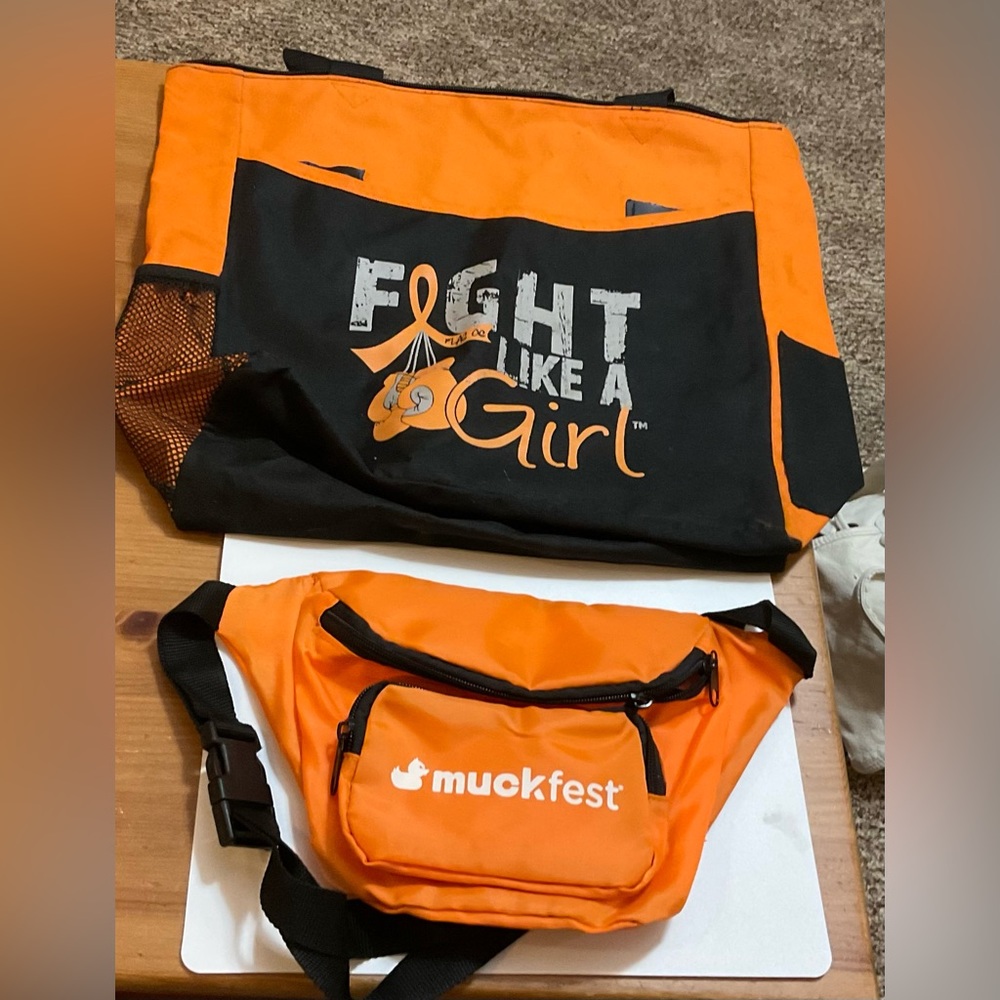 Orange and black tote bag and Fanny pack set. The sell from this will go to M.S.